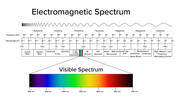 Зображення: electromagnetic spectrum showing visible light section
